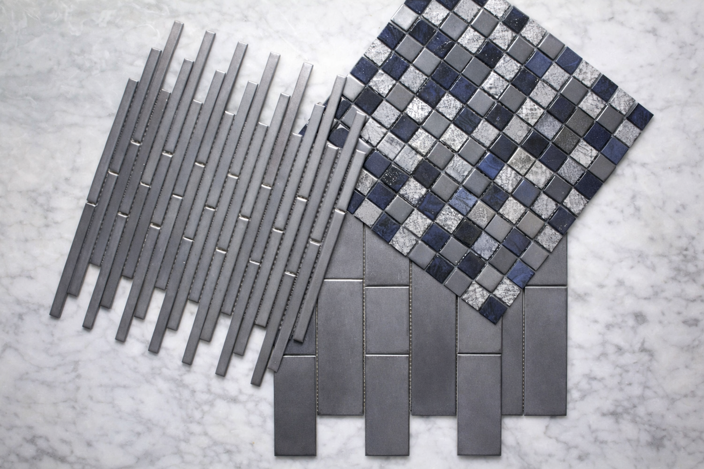 Glass Mosaic - Mineral Hematite 2"x6"