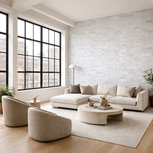 Tempered - Nickel Leather Stone Tile