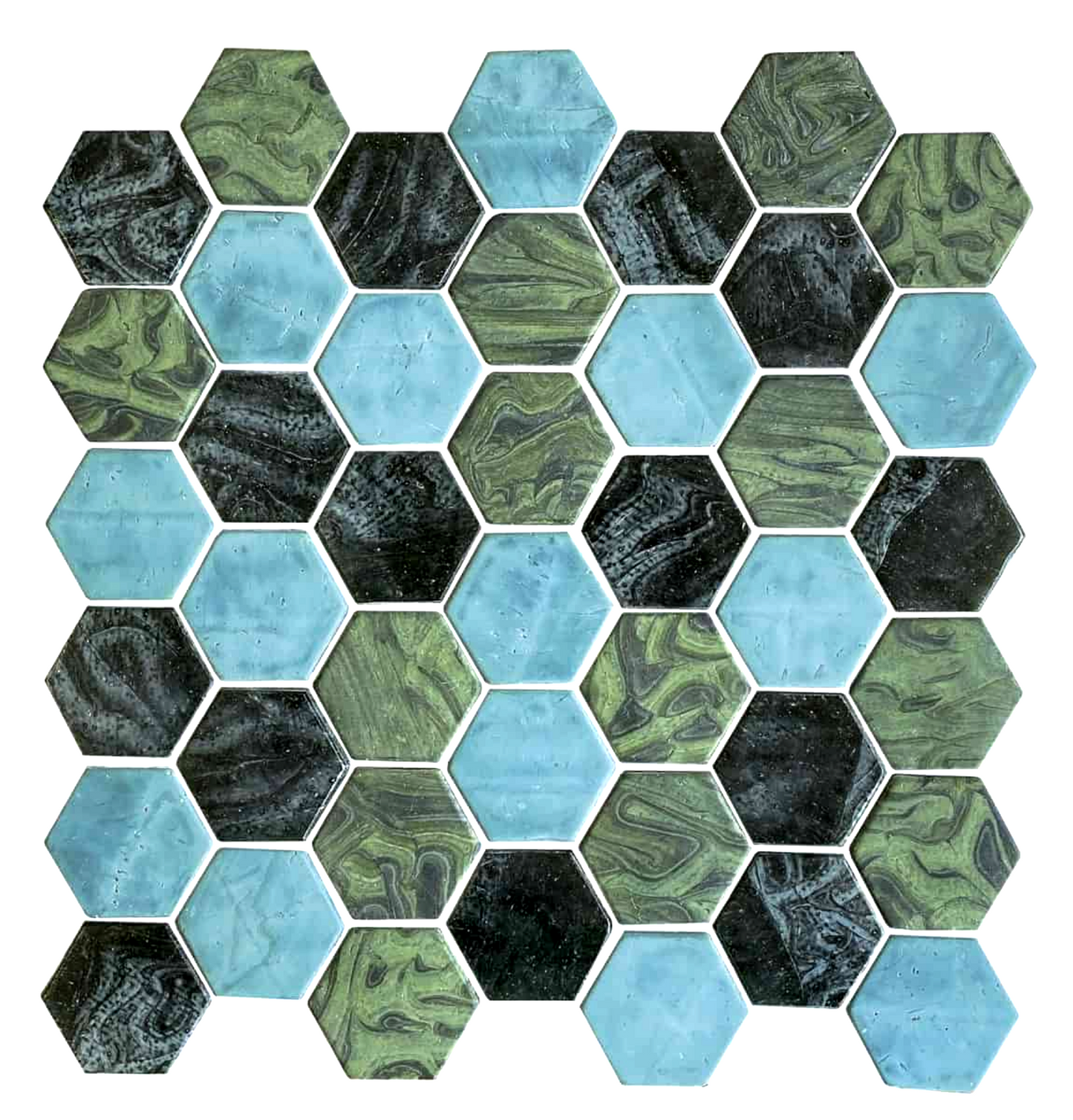 Sample - Glass Mosaic - Malta Fern 2" Hex