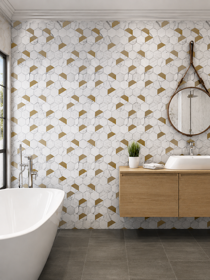 Marmos - Fairmont Brass Hex Mosaic