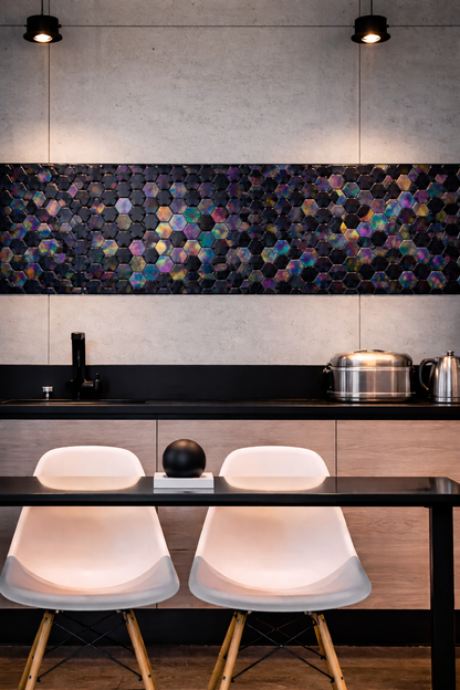 Glass Mosaic - Malta Charcoal 2" Hex