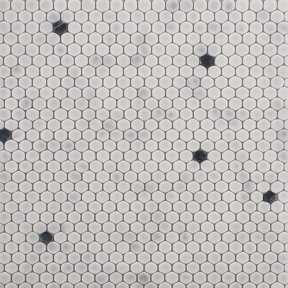Marmos - Fairmont White and Black Penny Round Mosaic