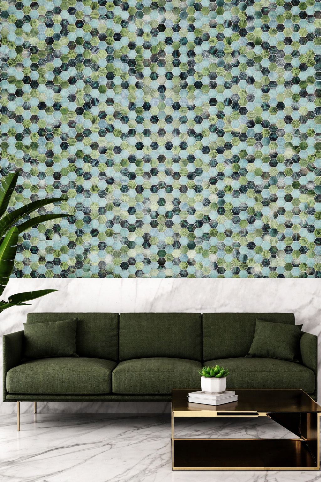 Glass Mosaic - Malta Fern 2" Hex