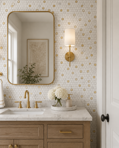 Marmos - Fairmont Brass Mini Hex Mosaic