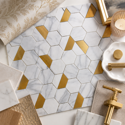 Marmos - Fairmont Brass Hex Mosaic