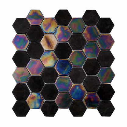 Glass Mosaic - Malta Charcoal 2" Hex