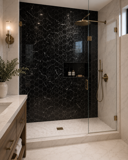Marmos - Fairmont Black Hex Mosaic
