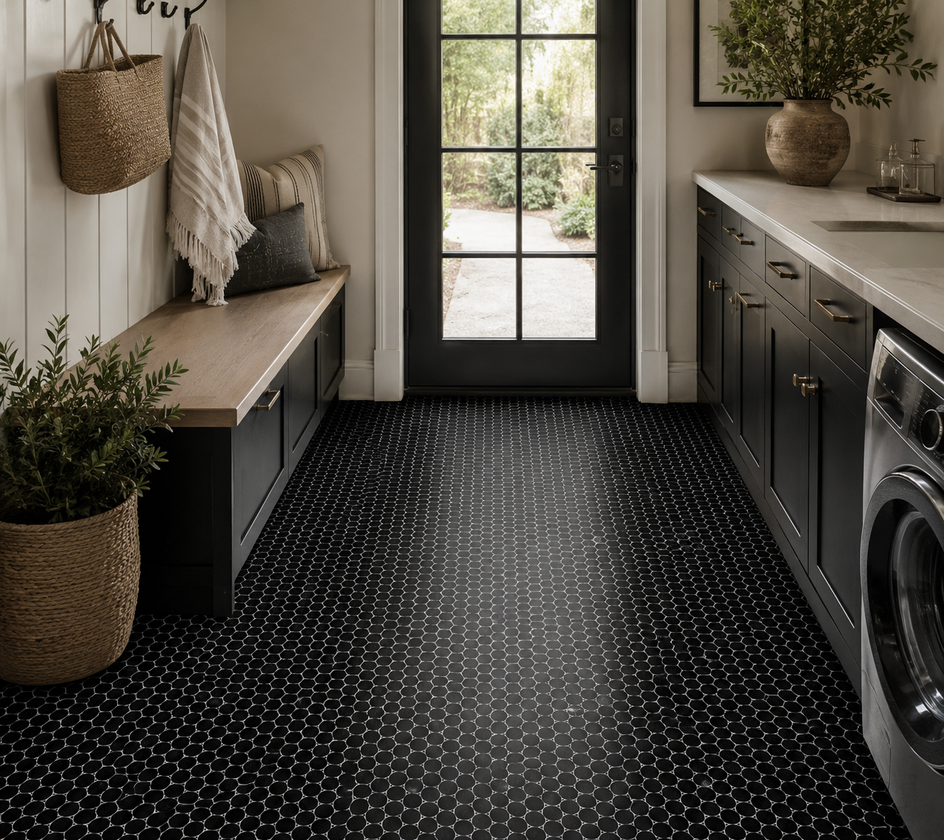 Marmos - Fairmont Black Penny Round Mosaic
