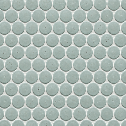 Lungarno MidMod Celeste 1.25" Disk Porcelain Mosaic Tile
