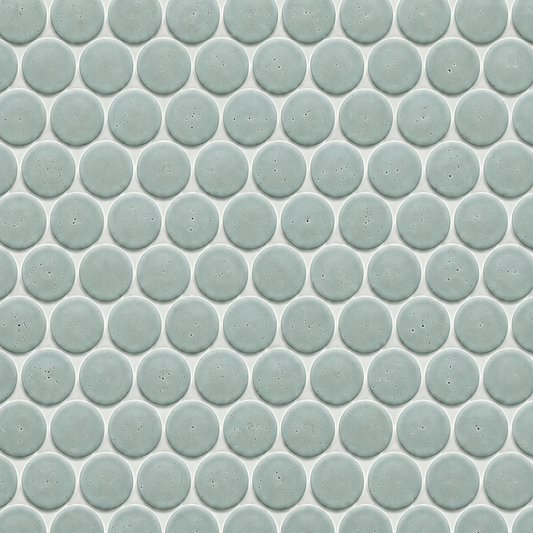 Lungarno MidMod Celeste 1.25" Disk Porcelain Mosaic Tile