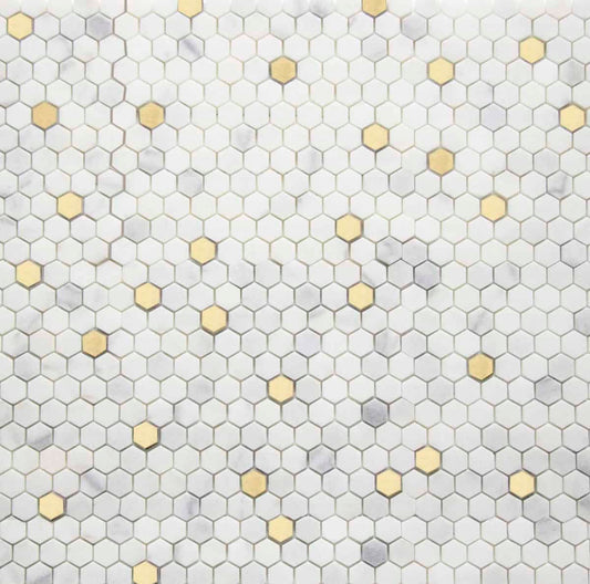 Marmos - Fairmont Brass Mini Hex Mosaic