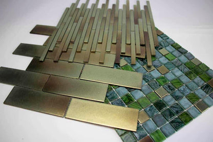 Glass Mosaic - Mineral Jaspilite 7/16"x16"