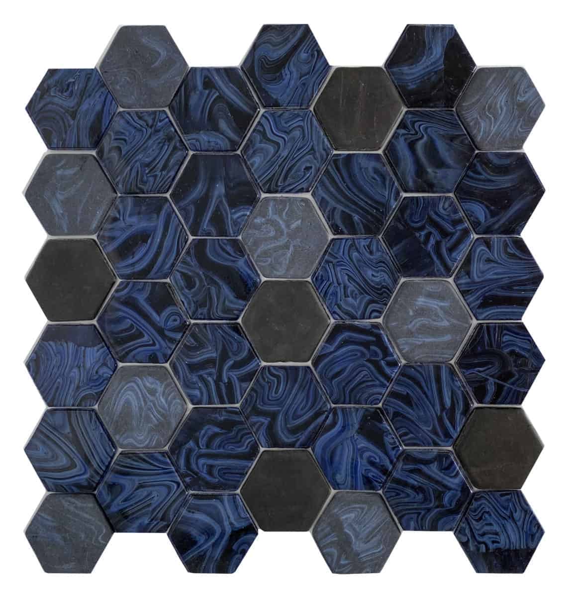 Glass Mosaic - Malta Lapiz 2" Hex