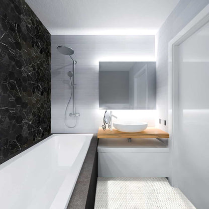 Marmos - Fairmont Black Hex Mosaic
