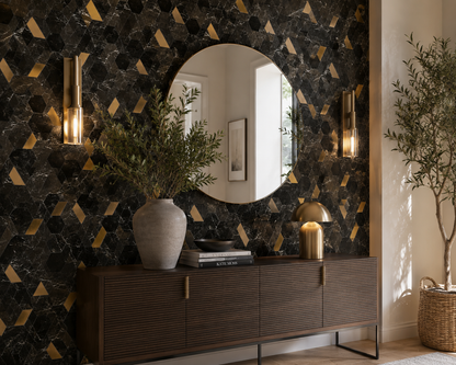 Marmos - Fairmont Brass Black Hex Mosaic