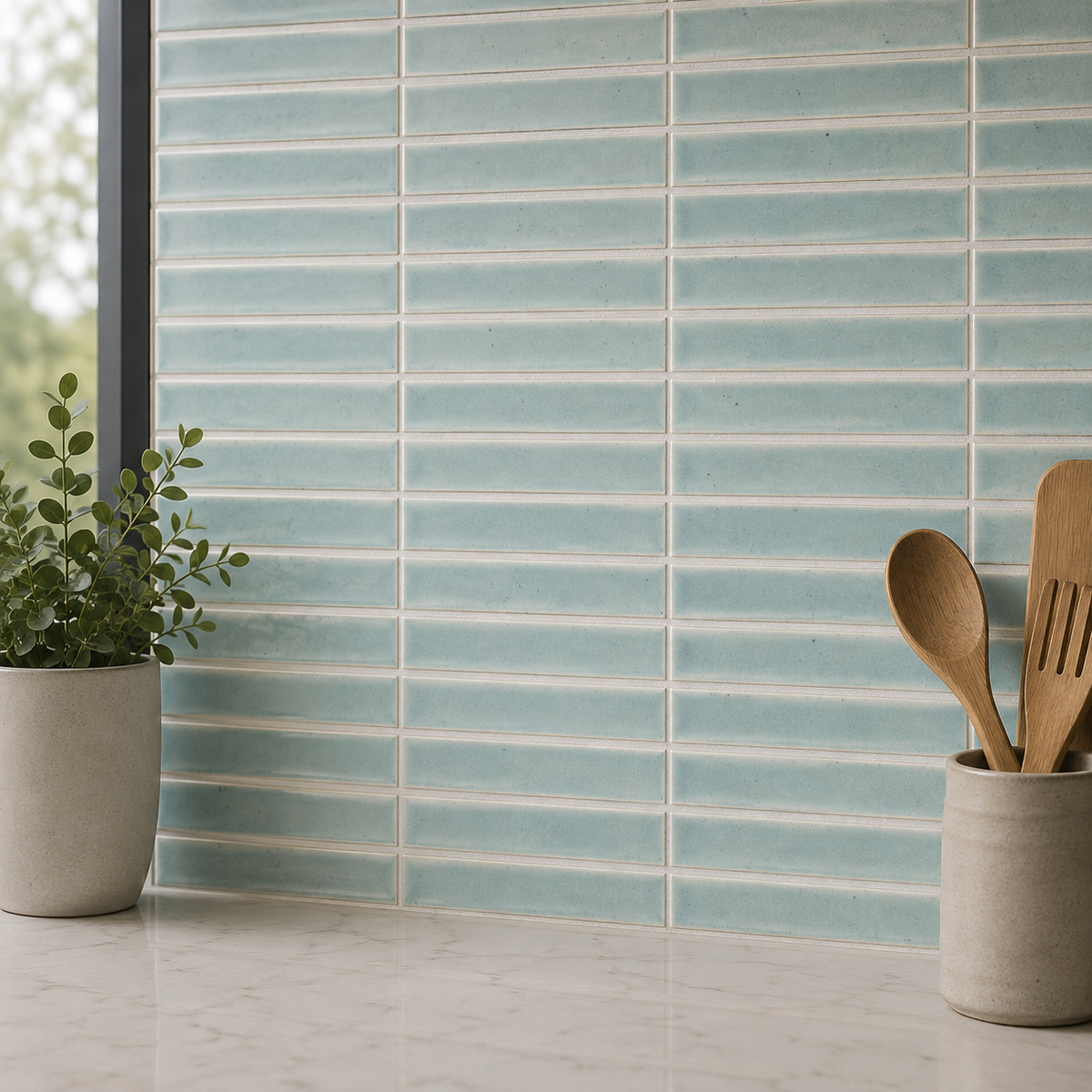 Lungarno MidMod Celeste 1x6 Bars Porcelain Mosaic Tile