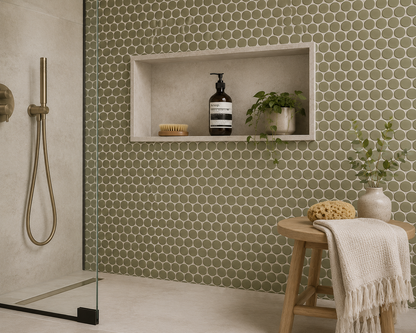 Lungarno MidMod Citrine Disks Porcelain Mosaic Tile