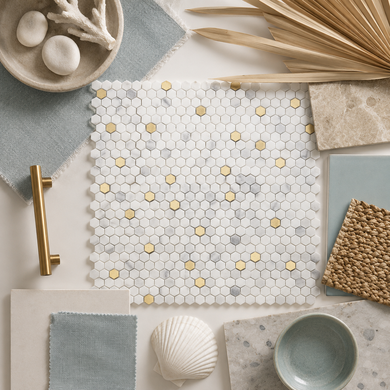 Marmos - Fairmont Brass Mini Hex Mosaic