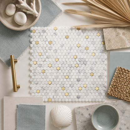 Marmos - Fairmont Brass Mini Hex Mosaic