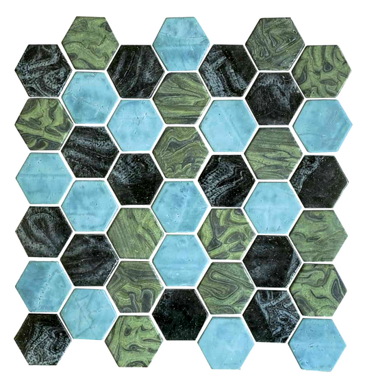 Glass Mosaic - Malta Fern 2" Hex