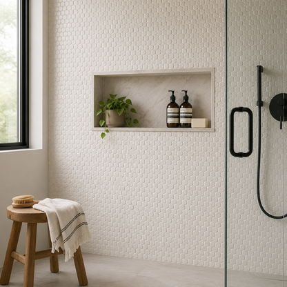 Lungarno MidMod Oat Disks Porcelain Mosaic Tile